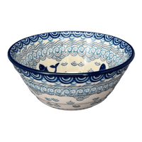 A picture of a Polish Pottery Ridged 5.5" Bowl (Koi Pond) | A696-2372X as shown at PolishPotteryOutlet.com/products/ridged-5-5-bowl-koi-pond-a696-2372x