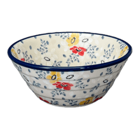 A picture of a Polish Pottery Ridged 5.5" Bowl (Soft Bouquet) | A696-2378X as shown at PolishPotteryOutlet.com/products/ridged-5-5-bowl-soft-bouquet-a696-2378x