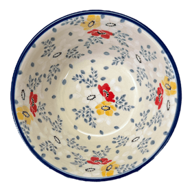 Polish Pottery Ridged 5.5" Bowl (Soft Bouquet) | A696-2378X Additional Image at PolishPotteryOutlet.com