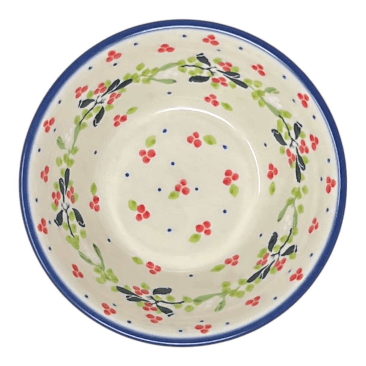 Bowl, Round, Ridged, 5.5" in "Mistletoe Wreath" by Ceramika Artystyczna | A696-2390X