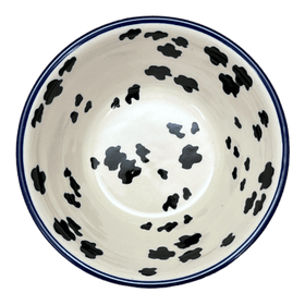 Polish Pottery CA 5.5" Ridged Bowl (Cowabunga - Blue Rim) | A696-2417X Additional Image at PolishPotteryOutlet.com