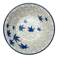 A picture of a Polish Pottery CA 5.5" Ridged Bowl (Blue Sweetgum) | A696-2545X as shown at PolishPotteryOutlet.com/products/5-5-ridged-bowl-blue-sweetgum-a696-2545x