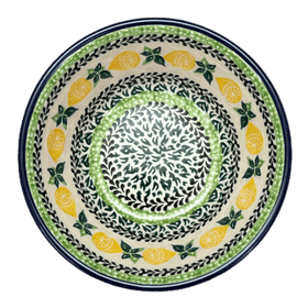 Polish Pottery 5.5" Ridged Bowl (Lemons and Leaves) | A696-2749X Additional Image at PolishPotteryOutlet.com