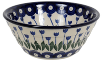 A picture of a Polish Pottery CA 5.5" Ridged Bowl (Tulip Dot) | A696-377Z as shown at PolishPotteryOutlet.com/products/5-5-bowl-tulip-dot