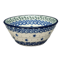 A picture of a Polish Pottery CA 5.5" Ridged Bowl (Starry Sea) | A696-454C as shown at PolishPotteryOutlet.com/products/5-5-ridged-bowl-starry-sea-a696-454c