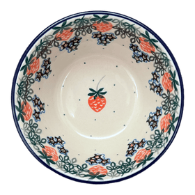 Polish Pottery 5.5" Ridged Bowl (Strawberry Patch) | A696-721X Additional Image at PolishPotteryOutlet.com
