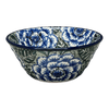 Polish Pottery CA 5.5" Ridged Bowl (Blue Dahlia) | A696-U1473 at PolishPotteryOutlet.com