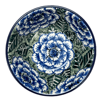 A picture of a Polish Pottery 5.5" Ridged Bowl (Blue Dahlia) | A696-U1473 as shown at PolishPotteryOutlet.com/products/5-5-ridged-bowl-blue-dahlia-a696-u1473
