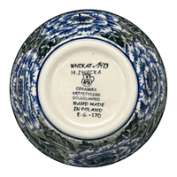 A picture of a Polish Pottery 5.5" Ridged Bowl (Blue Dahlia) | A696-U1473 as shown at PolishPotteryOutlet.com/products/5-5-ridged-bowl-blue-dahlia-a696-u1473