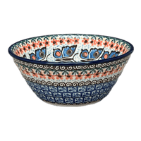 A picture of a Polish Pottery CA 5.5" Ridged Bowl (Butterfly Parade) | A696-U1493 as shown at PolishPotteryOutlet.com/products/5-5-ridged-bowl-butterfly-parade-a696-u1493