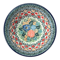 A picture of a Polish Pottery Ridged 5.5" Bowl (Garden Trellis) | A696-U2123 as shown at PolishPotteryOutlet.com/products/ridged-5-5-bowl-garden-trellis-a696-u2123