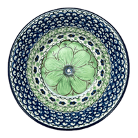 A picture of a Polish Pottery 5.5" Ridged Bowl (Green Goddess) | A696-U408A as shown at PolishPotteryOutlet.com/products/5-5-ridged-bowl-green-goddess-a696-u408a