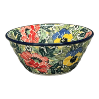 A picture of a Polish Pottery CA 5.5" Ridged Bowl (Tropical Love) | A696-U4705 as shown at PolishPotteryOutlet.com/products/5-5-ridged-bowl-tropical-love-a696-u4705