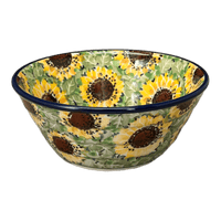 A picture of a Polish Pottery Ridged 5.5" Bowl (Sunflower Fields) | A696-U4737 as shown at PolishPotteryOutlet.com/products/ridged-5-5-bowl-sunflower-fields-a696-u4737