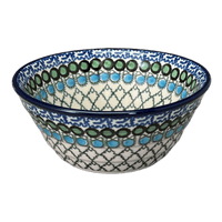 A picture of a Polish Pottery Ridged 5.5" Bowl (Mediterranean Waves) | A696-U72 as shown at PolishPotteryOutlet.com/products/ridged-5-5-bowl-mediterranean-waves-a696-u72