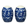 Polish Pottery Small Salt & Pepper Set (Wavy Blues) | A735S-905X at PolishPotteryOutlet.com