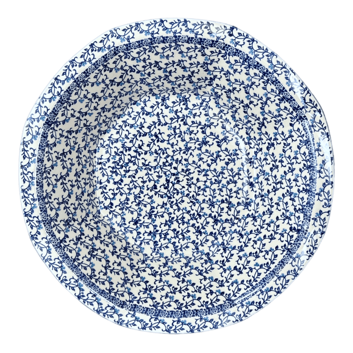 Fluted Bowl, 13.5" in "Blue Vines" by Ceramika Artystyczna | A801-1824X