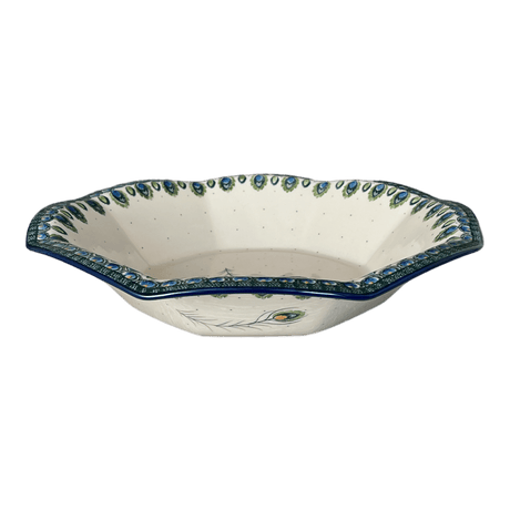 Fluted Bowl, 13.5" in "Peacock Plume" by Ceramika Artystyczna | A801-2218X