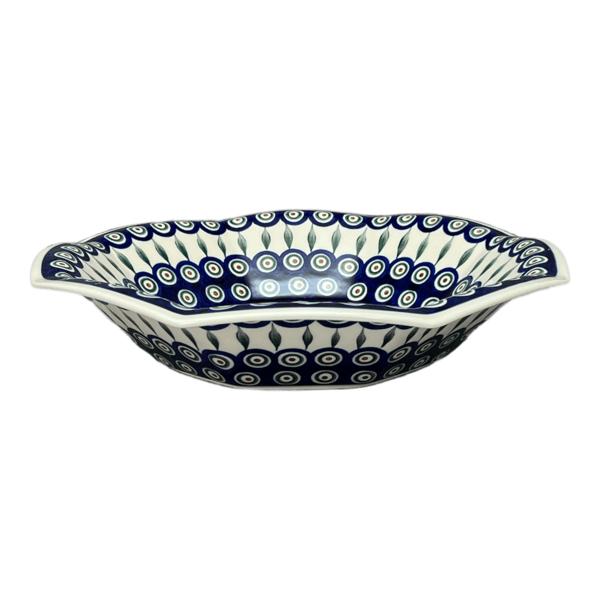 Fluted Bowl, 13.5" in "Peacock" by Ceramika Artystyczna | A801-54