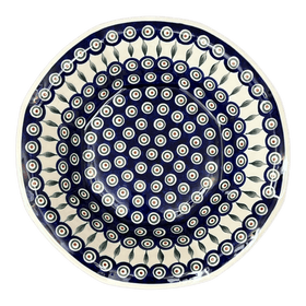 Polish Pottery CA 13.5" Fluted Bowl (Peacock) | A801-54 Additional Image at PolishPotteryOutlet.com