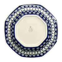 A picture of a Polish Pottery CA 13.5" Fluted Bowl (Peacock) | A801-54 as shown at PolishPotteryOutlet.com/products/13-5-fluted-bowl-peacock-a801-54