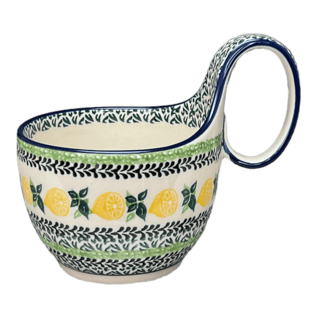 Bowl, Round, Loop Handle, 16 oz in "Lemons and Leaves" by Ceramika Artystyczna | A845-2749X