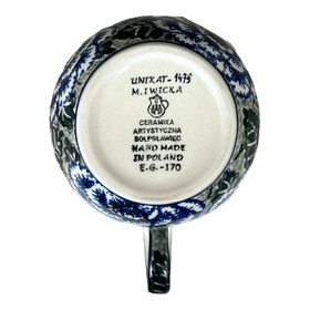 Polish Pottery 16 oz. Loop Handle Bowl (Blue Dahlia) | A845-U1473 Additional Image at PolishPotteryOutlet.com
