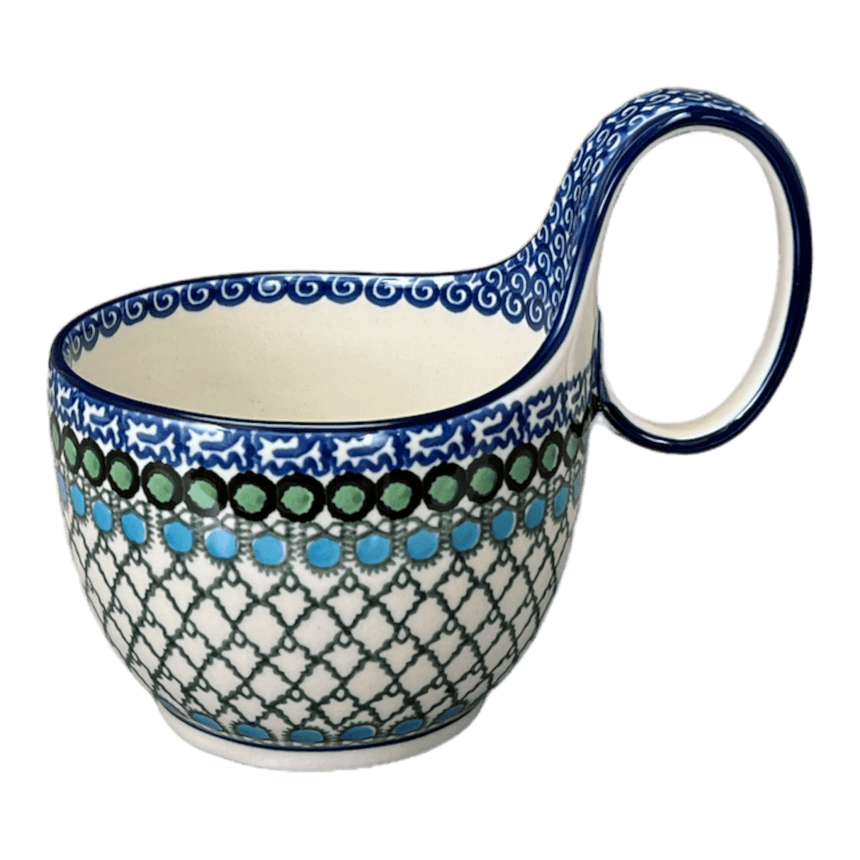 Bowl, Round, Loop Handle, 16 oz in "Mediterranean Waves" by Ceramika Artystyczna | A845-U72