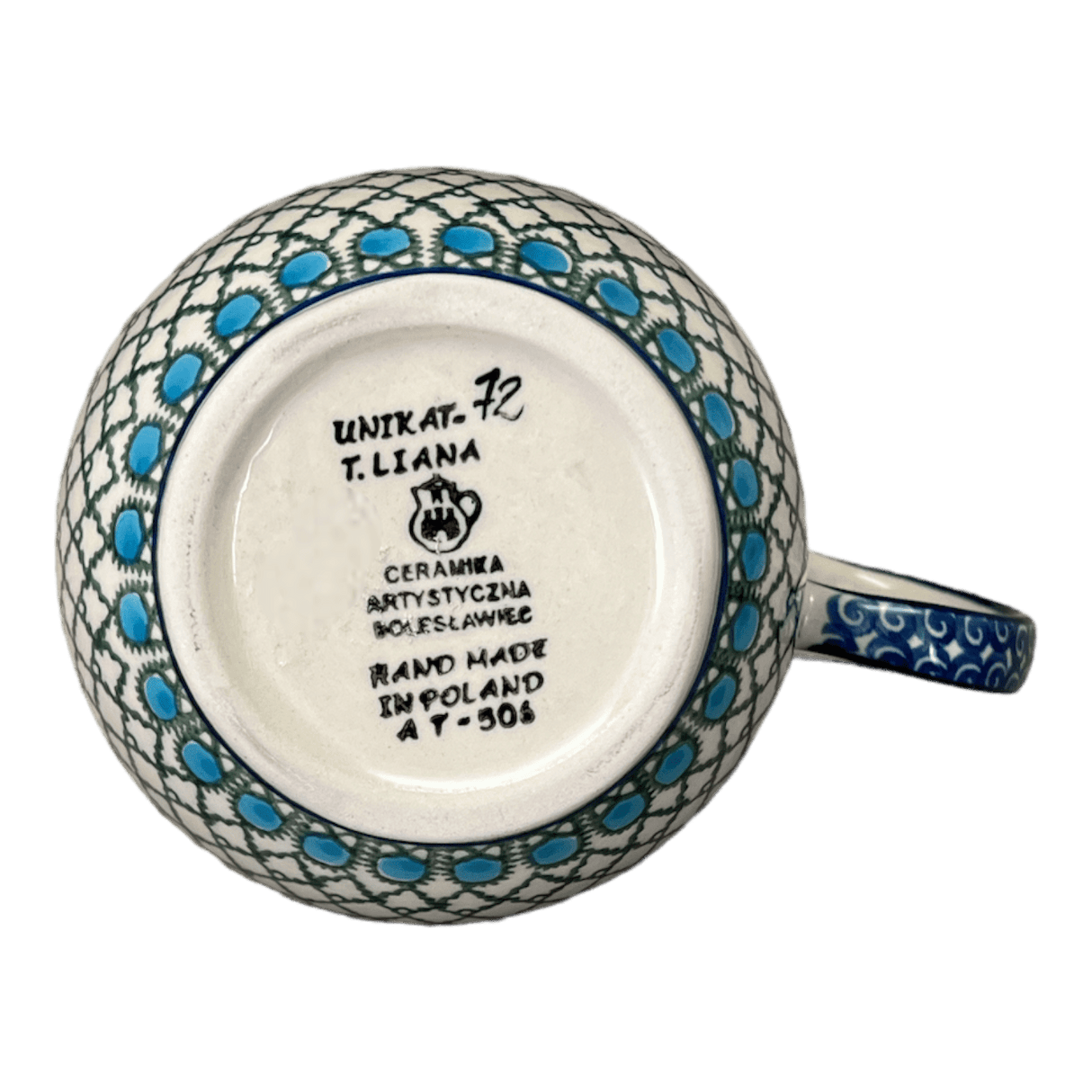 Bowl, Round, Loop Handle, 16 oz in "Mediterranean Waves" by Ceramika Artystyczna | A845-U72