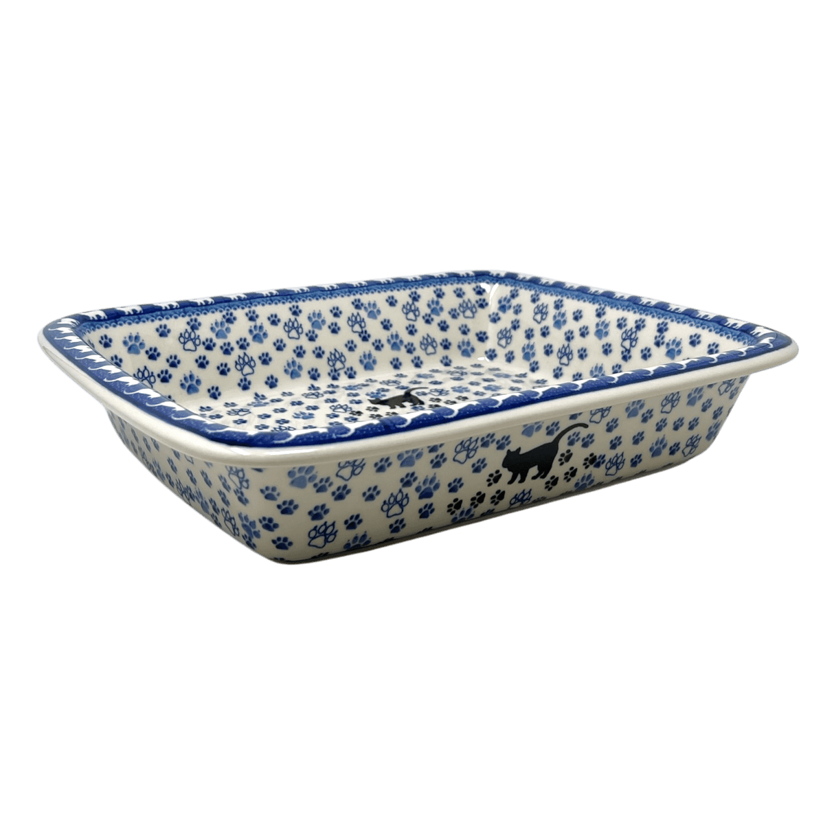 Baker, Rectangular, Edge, 14" x 11" in "Cat Tracks" by Ceramika Artystyczna | A854-1771