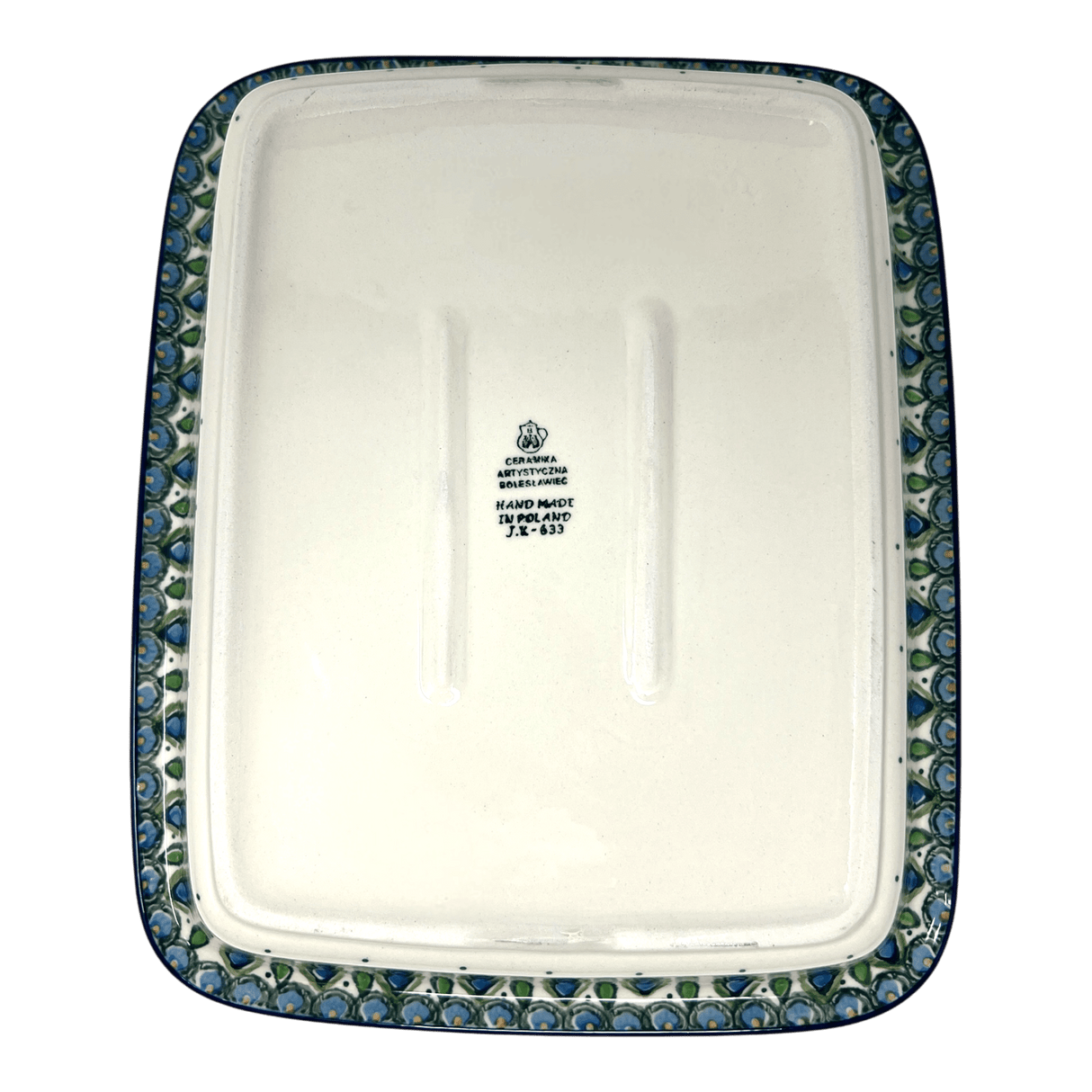 Baker, Rectangular, Edge, 14" x 11" in "Peacock Plume" by Ceramika Artystyczna | A854-2218X
