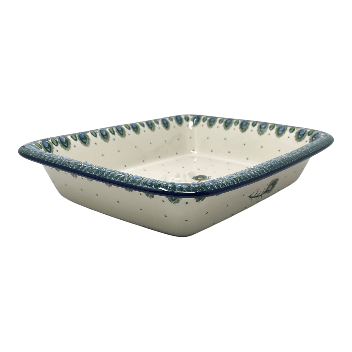 Baker, Rectangular, Edge, 14" x 11" in "Peacock Plume" by Ceramika Artystyczna | A854-2218X