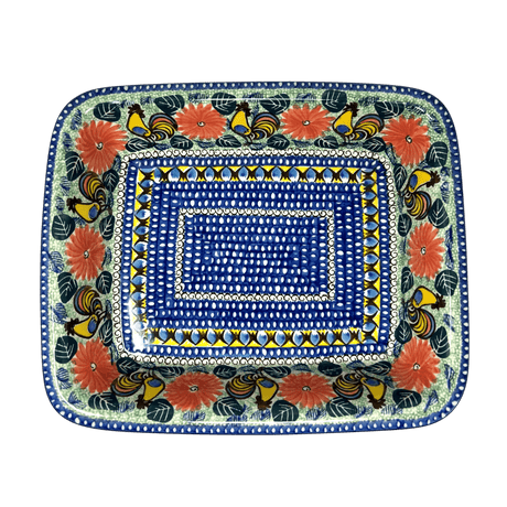 Baker, Rectangular, Edge, 14" x 11" in "Regal Roosters" by Ceramika Artystyczna | A854-U2617