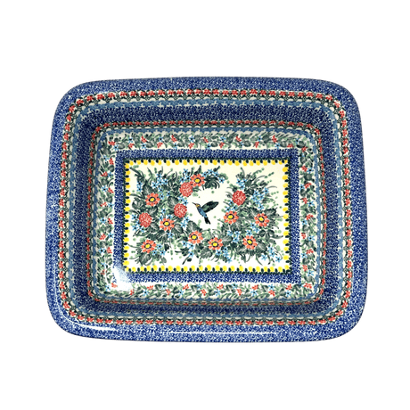 Baker, Rectangular, Edge, 14" x 11" in "Hummingbird Bouquet" by Ceramika Artystyczna | A854-U3357