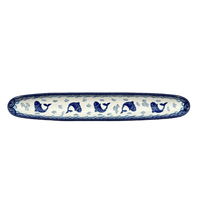 A picture of a Polish Pottery Olive Boat (Koi Pond) | A924-2372X as shown at PolishPotteryOutlet.com/products/olive-boat-koi-pond-a924-2372x