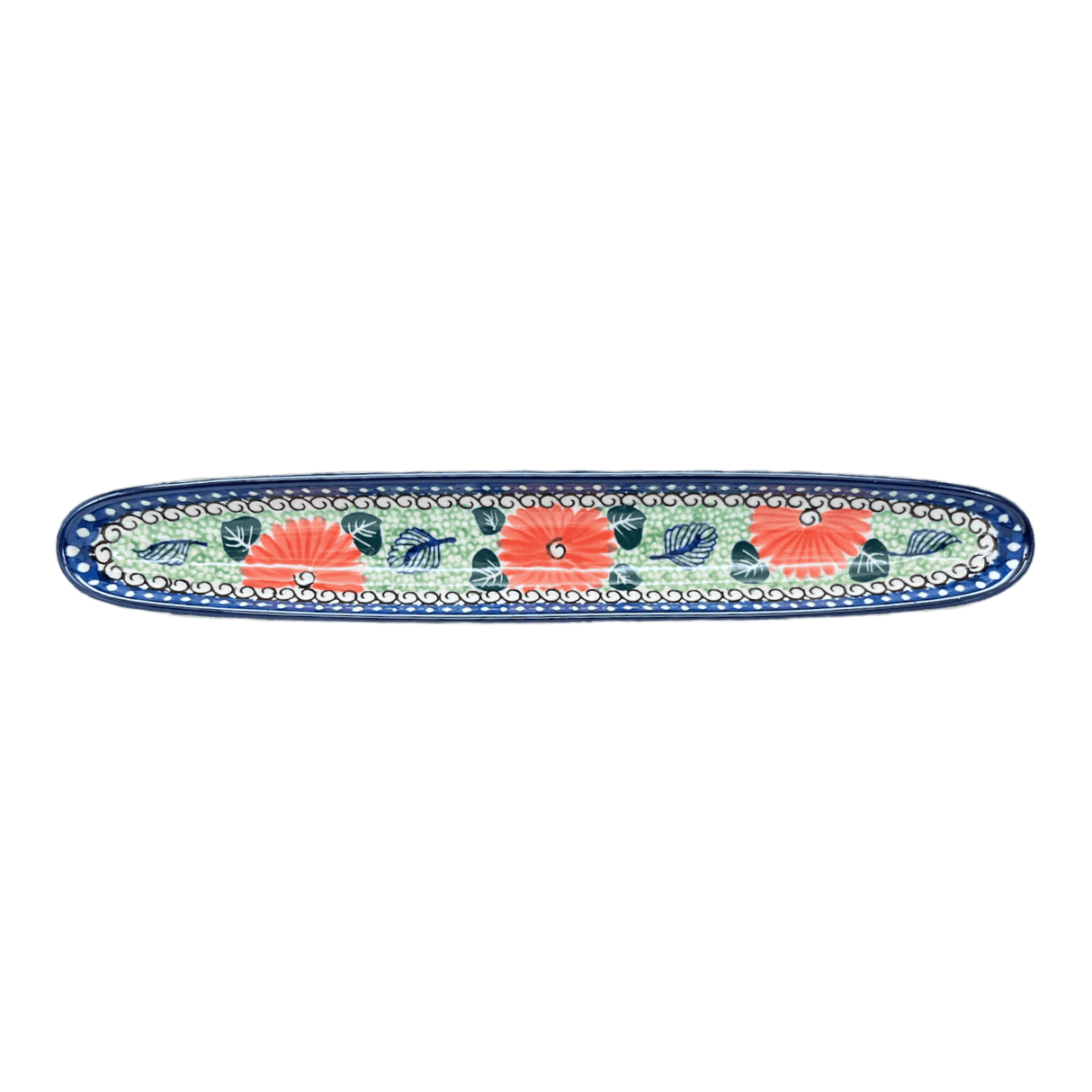 Olive Boat, 12" x 2" in "Regal Roosters" by Ceramika Artystyczna | A924-U2617