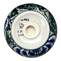 A picture of a Polish Pottery Parmesan/Spice Shaker (Blue Dahlia) | A934-U1473 as shown at PolishPotteryOutlet.com/products/parmesan-spice-shaker-blue-dahlia-a934-u1473