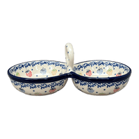 A picture of a Polish Pottery Double Bowl Serving Dish (Mixed Berries) | A942-1449X as shown at PolishPotteryOutlet.com/products/double-bowl-serving-dish-mixed-berries-a942-1449x