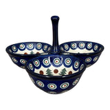 Bowl, Round, Double, Serving, 9" in "Peacock Plume" by Ceramika Artystyczna | A942-2218X