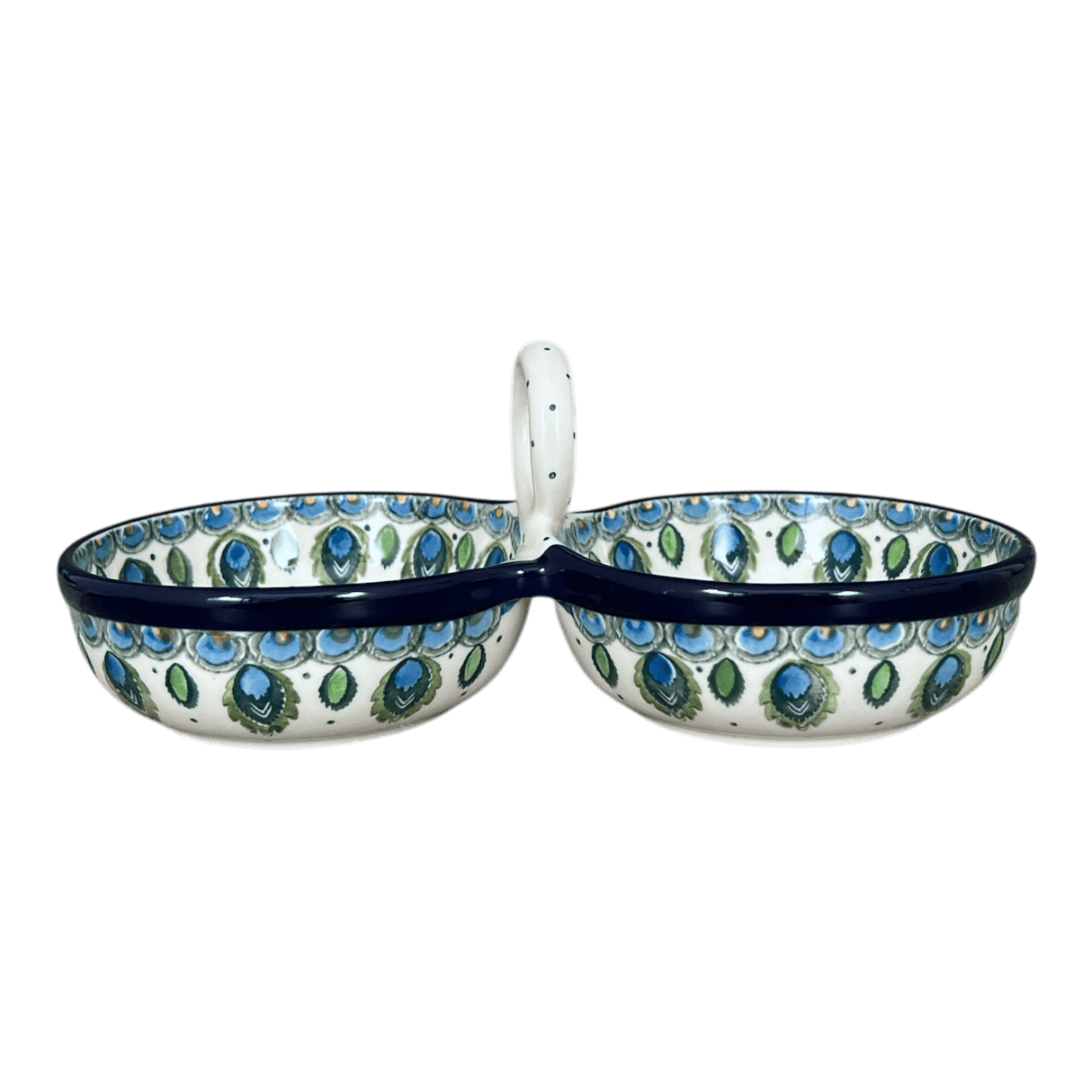 Bowl, Round, Double, Serving, 9" in "Peacock Plume" by Ceramika Artystyczna | A942-2218X