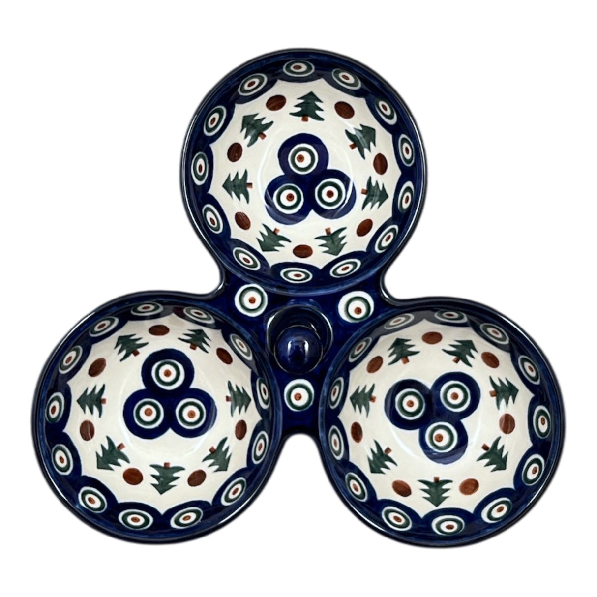 Bowl, Round, Double, Serving, 9" in "Peacock Plume" by Ceramika Artystyczna | A942-2218X