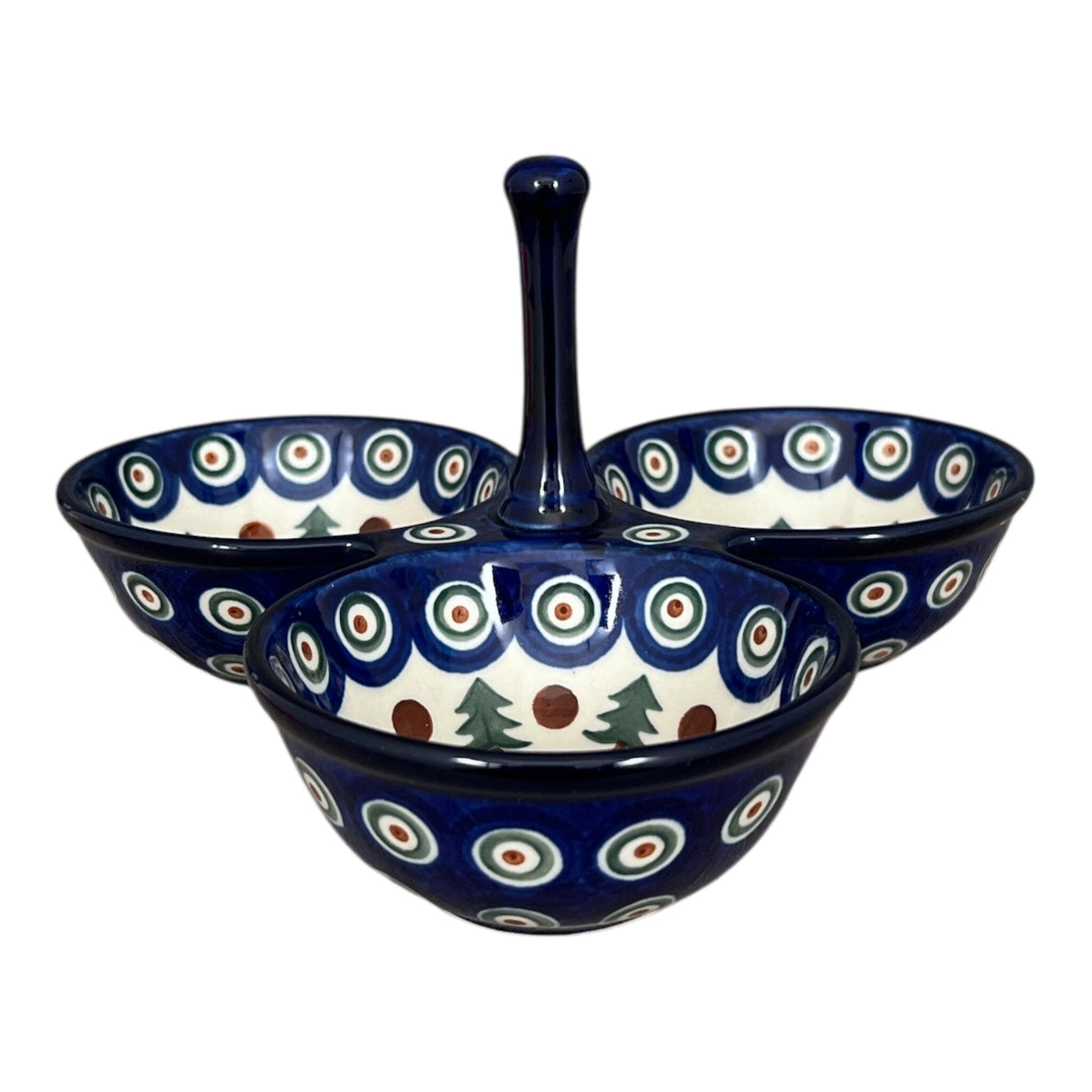 Bowl, Round, 3-Bowl, Divided Server in "Peacock Pine" by Ceramika Artystyczna | AB34-366X