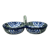 Polish Pottery Double Bowl Serving Dish (Blue Dahlia) | A942-U1473 at PolishPotteryOutlet.com