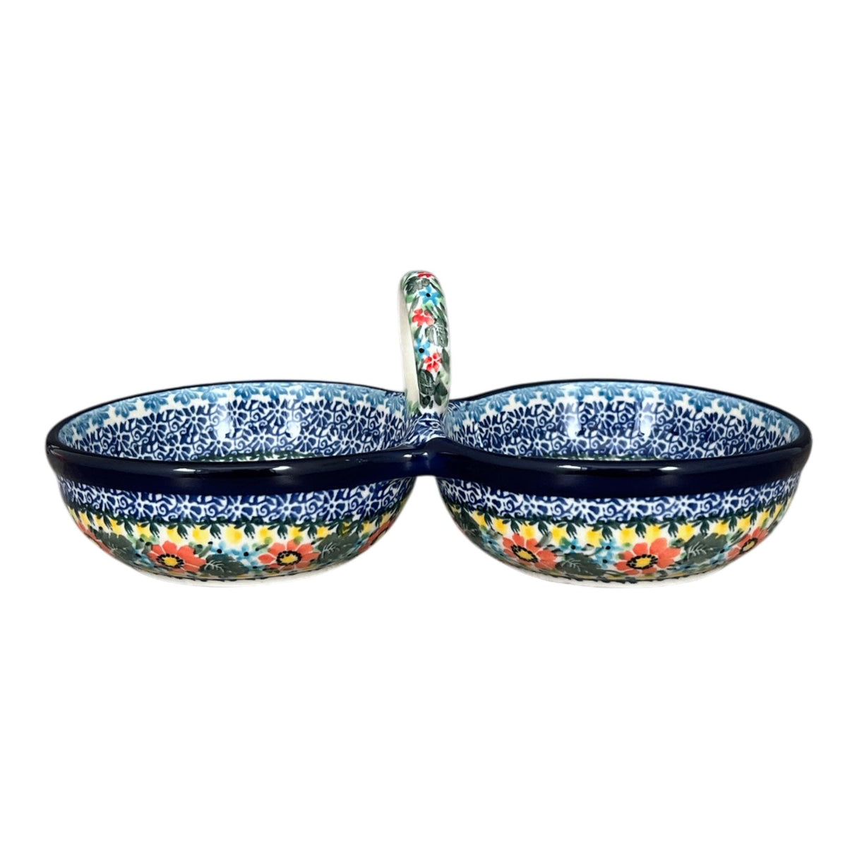 Bowl, Round, Double, Serving, 9" in "Hummingbird Bouquet" by Ceramika Artystyczna | A942-U3357