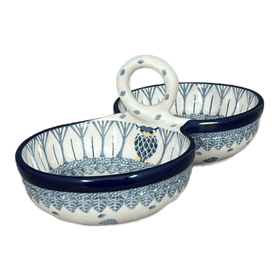 Polish Pottery Double Bowl Serving Dish (Lone Owl) | 
A942-U4872 Additional Image at PolishPotteryOutlet.com