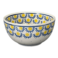 A picture of a Polish Pottery Deep 5.5" Bowl (Sunny Circle) | A986-0215 as shown at PolishPotteryOutlet.com/products/deep-5-5-bowl-sunny-circle-a986-0215