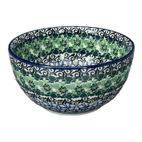 A picture of a Polish Pottery Deep 5.5" Bowl (Ring of Green) | A986-1479X as shown at PolishPotteryOutlet.com/products/deep-5-5-bowl-ring-of-green-a986-1479x
