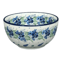 A picture of a Polish Pottery 5.5" Deep Bowl (Hyacinth in the Wind) | A986-2037X as shown at PolishPotteryOutlet.com/products/5-5-deep-bowl-hyacinth-in-the-wind-a986-2037x