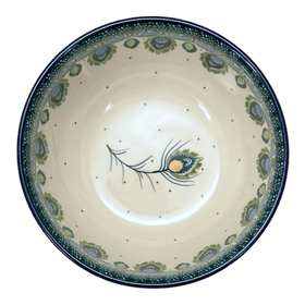 Polish Pottery CA 5.5" Deep Bowl (Peacock Plume) | A986-2218X Additional Image at PolishPotteryOutlet.com