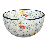 A picture of a Polish Pottery Bowl, Round, Deep, 5.5" in "Soft Bouquet" by Ceramika Artystyczna | A986-2378X as shown at PolishPotteryOutlet.com/products/5-5-deep-bowl-soft-bouquet-a986-2378x